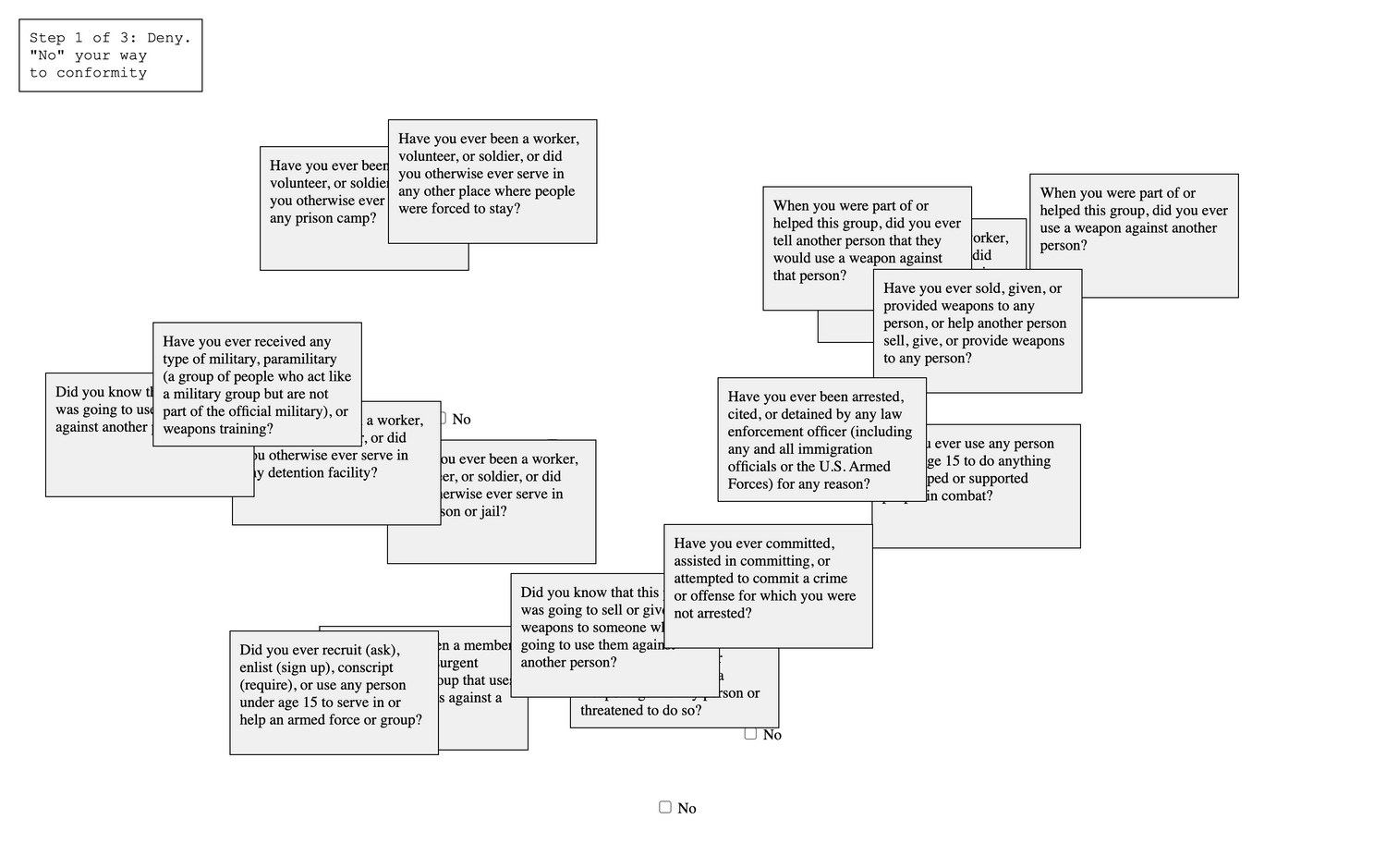 Screenshot of the invasive questioning interface in Borderline.exe