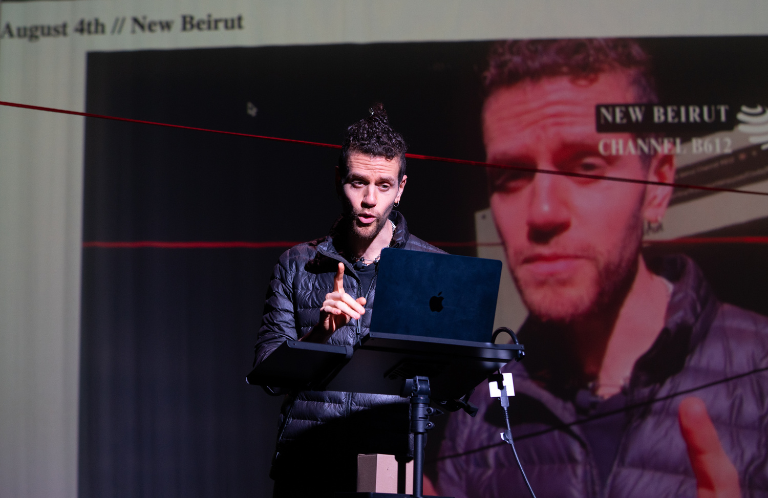 Performer embodying multiple characters during Borderline