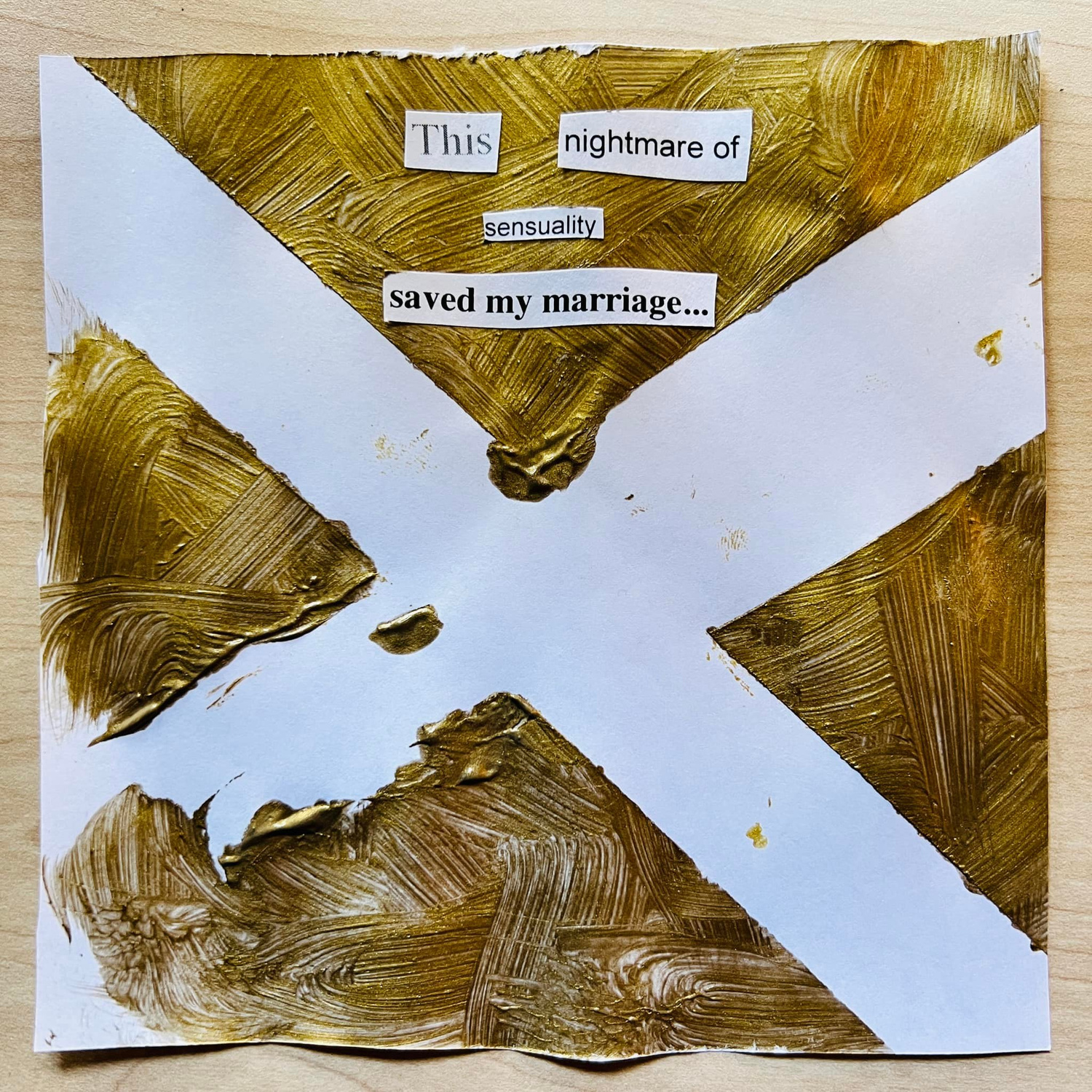 Gallery installation view of text-based collage works