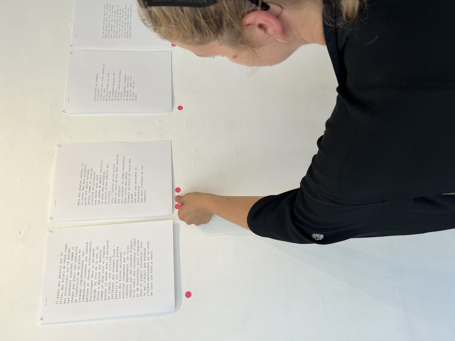 Printed poem sheets arranged for the voting ritual