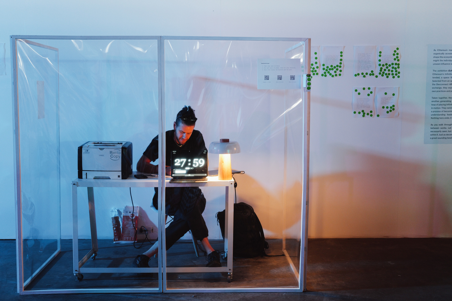 Exhibition view of the Reinforcement.exe cube at IGAC Buenos Aires