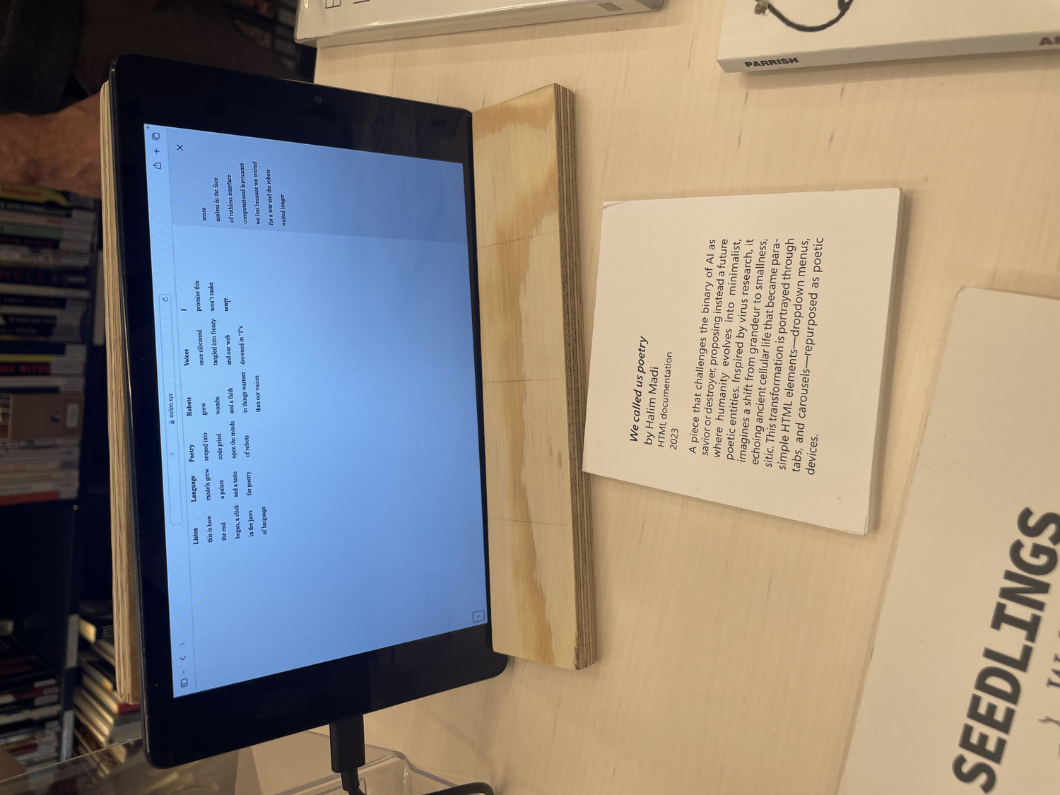 Close-up of the digital interface during a We Called Us Poetry session