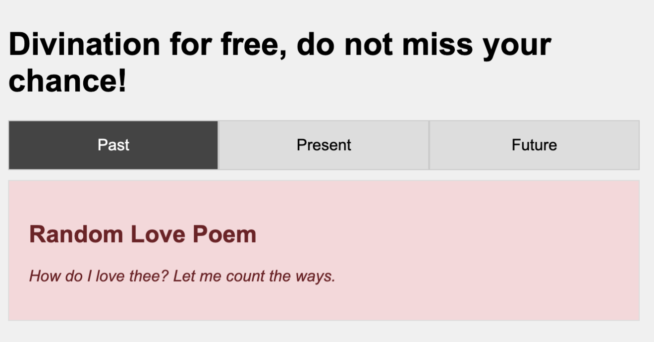 Poetic web page created during the workshop ritual