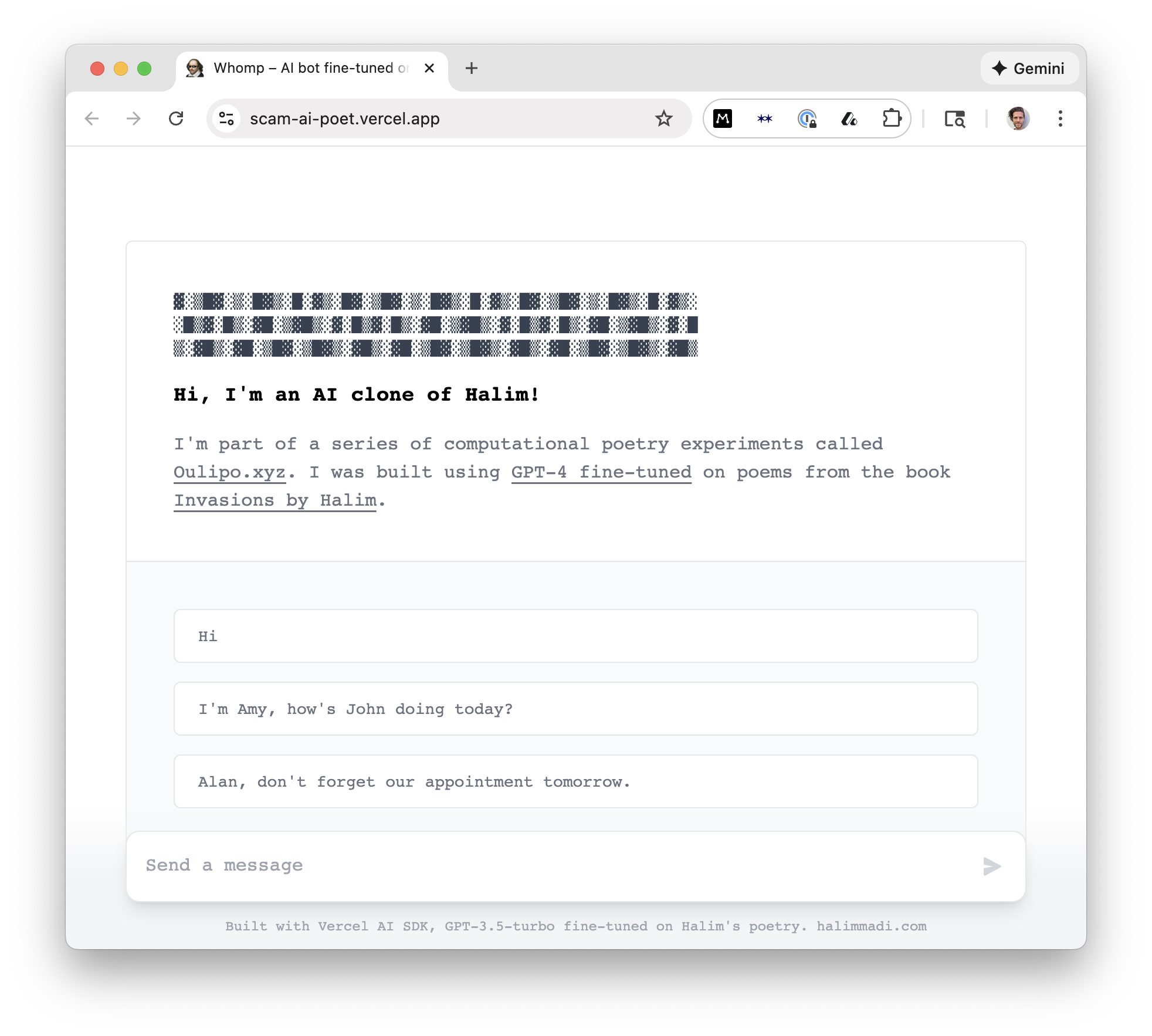 Scam AI Poet screenshot